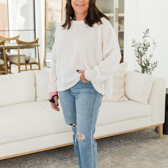 DARYL-ANN DENNER X PINK LILY LISA IVORY LIGHTWEIGHT SWEATER - Picture 2 of 4